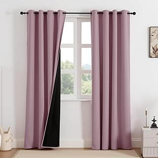 HOMEMONDE 100% Complete Blackout Curtains for Door 7 Feet - Room Privacy Room Darkening Curtain with Eyelets, Black Blacking & Noise Reducing Pack of 2 - (84 Inch, Lavender)