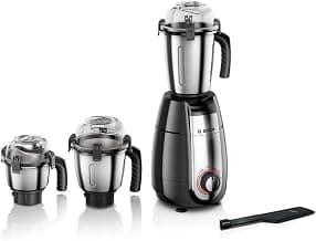 Bosch TrueMixx Pro MGM8836MIN 1000 Watt 3 Jar 100% Copper Ball Bearing Motor with 5 years Warranty Mixer Grinder, (Black) Plastic