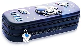 Umadiya Premium Double Layer Space Pencil Case 3D Cover Eva Space Astronaut Theme Large Capacity Pencil Zipper Pouch Bag Compass School Organizer Students Kids Stylish Pen Holder Stationery Box, blue