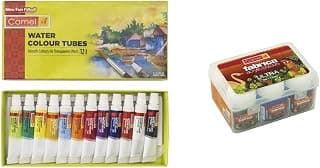 Camel Camlin Kokuyo Student Water Color Tube - 5ml Each, 12 Shades & Camlin Kokuyo Fabrica Acrylic Ultra Colors - 10ml Each, 6 Shades