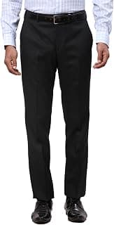 Park Avenue Men's Poly Rayon Blend Checks Pattern Smart Fit Flat Front Formal Trouser