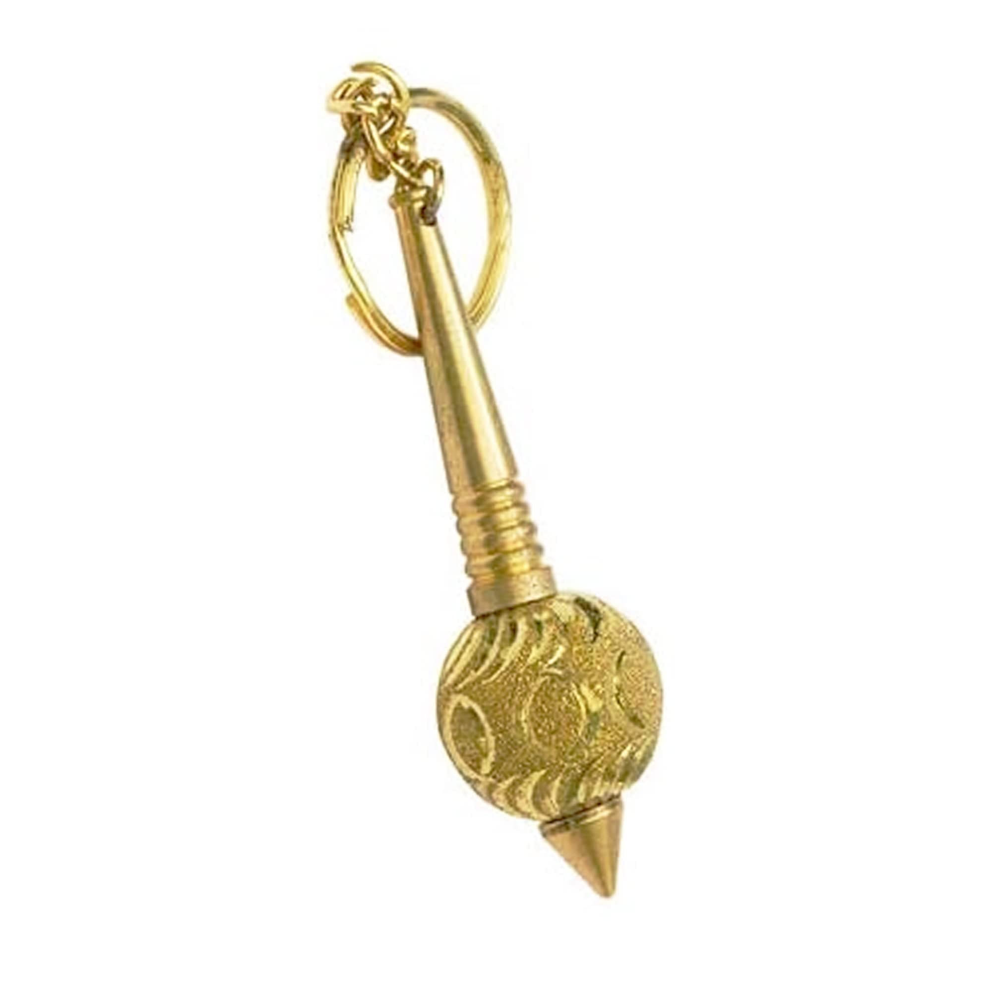 AYOSHRI Brass/Peetal Iron Mix Hanuman Ji/Bajrangbali Gada Keychain Keyring Gift For Men, Women, Boys, Girls and Friends