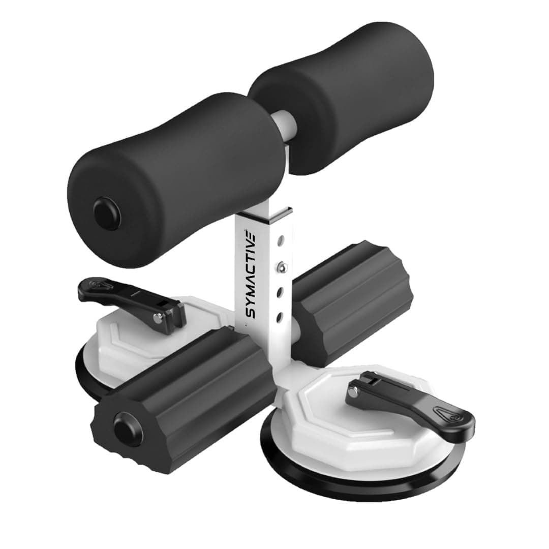 Amazon Brand - Symactive Sit-Up Bar with Double Suction Cup | Adjustable Height | for Ab Exercise, Leg & Arm Muscle Training | for Men and Women | Black