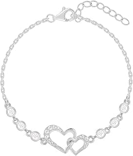 GIVA 925 Silver Duoheart Bracelet, Adjustable | Gifts for Women and Girls | With Certificate of Authenticity and 925 Stamp | 6 Months Warranty