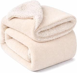 BRANDONN Baby Blanket 130x105 cm – Ultra Soft Dual Layer Sherpa & Flannel, Lightweight Warm Newborn Blanket for Crib, Stroller, Travel & Feeding, Skin-Friendly, 1 Month Till 5 Years (Offwhite)