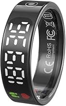 Aeoss AI Smart Ring with LED Display, Real-Time Heart Rate & SpO2 Monitoring,Fitness Tracker & Monitor Sleep, Gesture Control for Music and Camera, 5ATM IP68 Waterproof (Black, Size-10)
