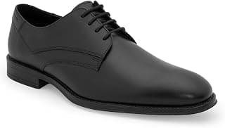 Red Tape Men's Formal Shoes Black Leather Round Lace-Up Enhanced Cushioning