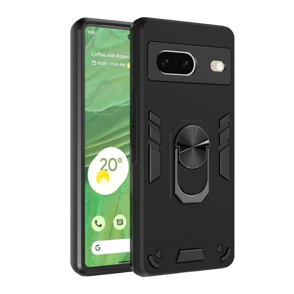 Amazon Brand-Solimo Kickstand Mobile Back Cover (360° Rotating Ring Holder) for Google Pixel 7 5G (Black)