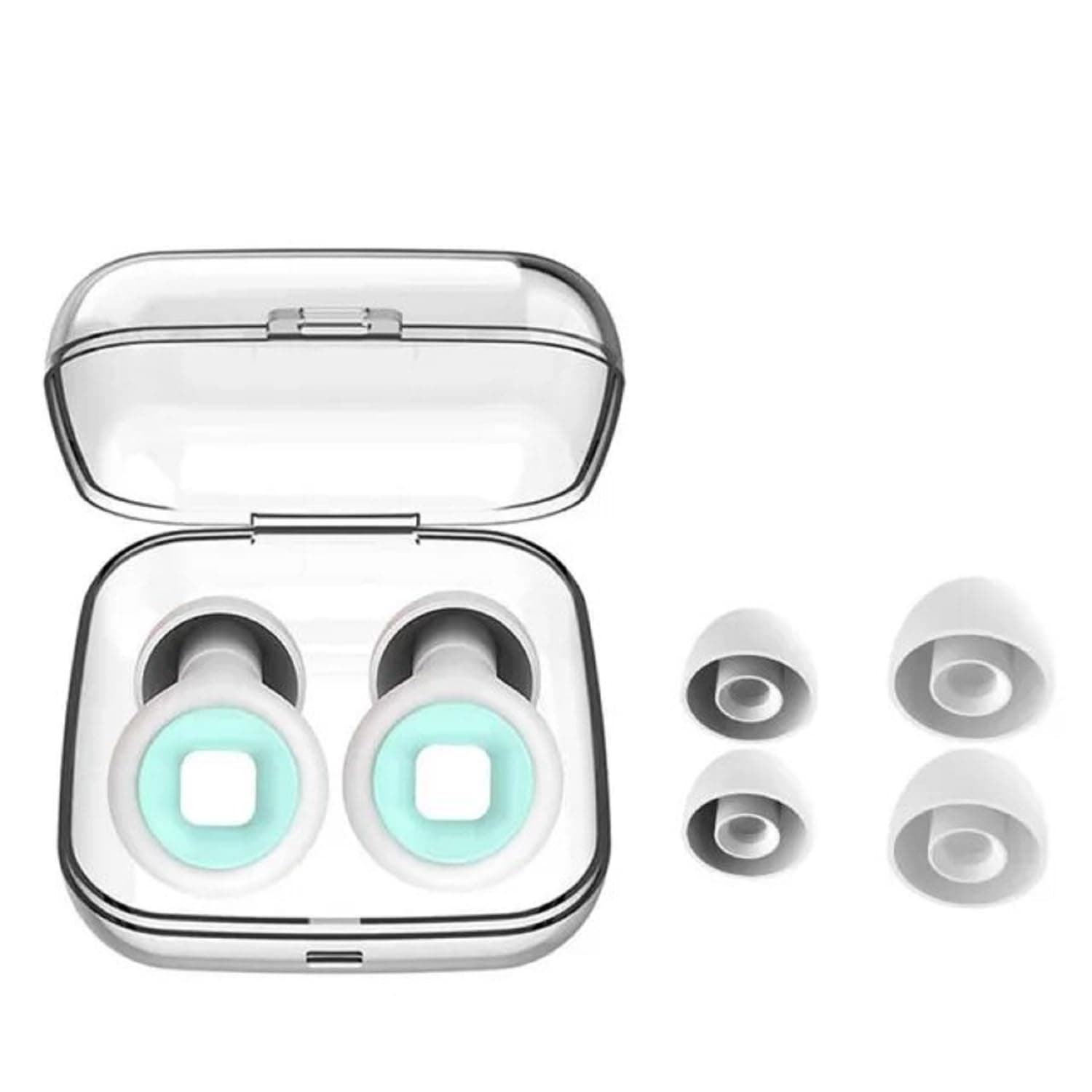 AUGEN Ear Plugs for Sleeping, Noise Canceling, Reusable Silicone Earplugs for Hearing Protection, Waterproof EarPlugs Suitable for Swimming Studying Traveling Concerts Airplanes (White Green, M8)