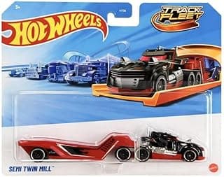 Hot Wheels Track Fleet - Semi Twin Mill Hauler [Truck W/Trailer] 1:64 Scale Diecast Toy Vehicle