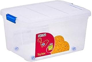 Nayasa Plastic 25 Ltr Multipurpose Rectangular Storage Container Box with Lid and Small Rolling Wheels, Ideal for Organizing Household Essentials, Transparent
