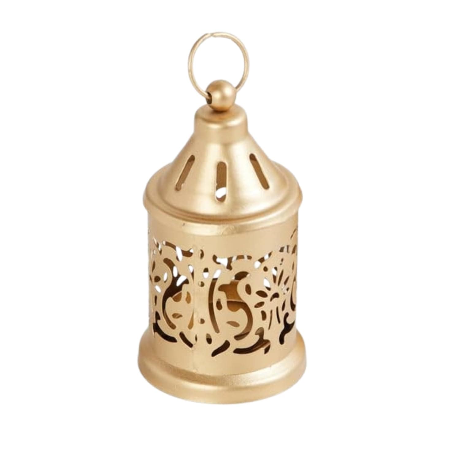 Nutech Decor Hanging Metal Candle & Tealight Holder Lantern Set With LED Candle – Decorative Golden Vintage Lanterns for Home, Living Room, Dining Table, Balcony, Garden & Festival Gifting (Pack of 1)