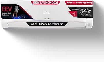 Hitachi 1.5 Ton 3 Star, New Star rated, Inverter Split AC(Copper, Smart View Display, 4 Way Swing,RAS.D318PCD2BS1, White)