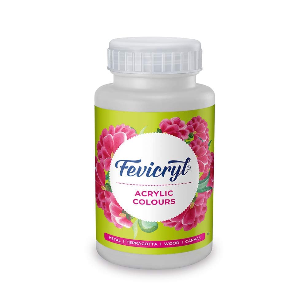Fevicryl Acrylic Colour White 500ml | Art & Craft, DIY, Rich Pigment, Non-Craking Paint for Canvas, Wood, Leather, Earthenware, Metal | Ideal for school projects, Hobbyists, Artists