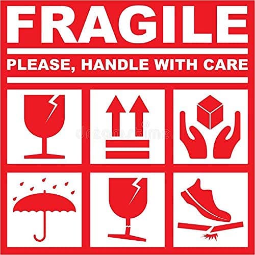 BlackDreams® Fragile Stickers - Please Handle with Care - Packaging Material (10x10cm (4x4 inch), 200)