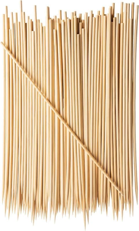 Bamboo Sticks Skewer (3 MM, 12 INCHES, Pack of 100), Natural Wooden Barbecue Kabob Skewers, Best for Grill, BBQ, Kebab, Marshmallow Roasting or Fruit Sticks