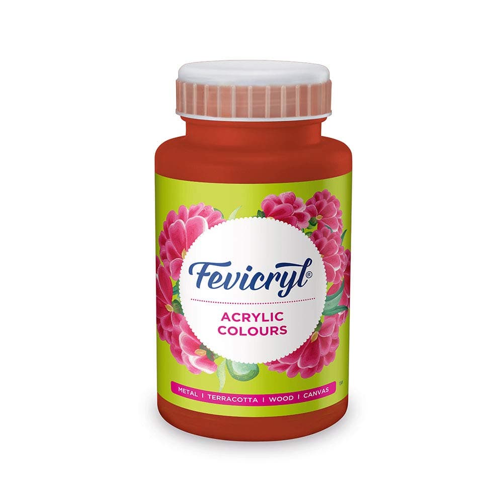 Fevicryl Acrylic Colour Indian Red 500ml | Art & Craft, DIY, Rich Pigment, Non-Craking Paint for Canvas, Wood, Leather, Earthenware, Metal | Ideal for school projects, Hobbyists, Artists