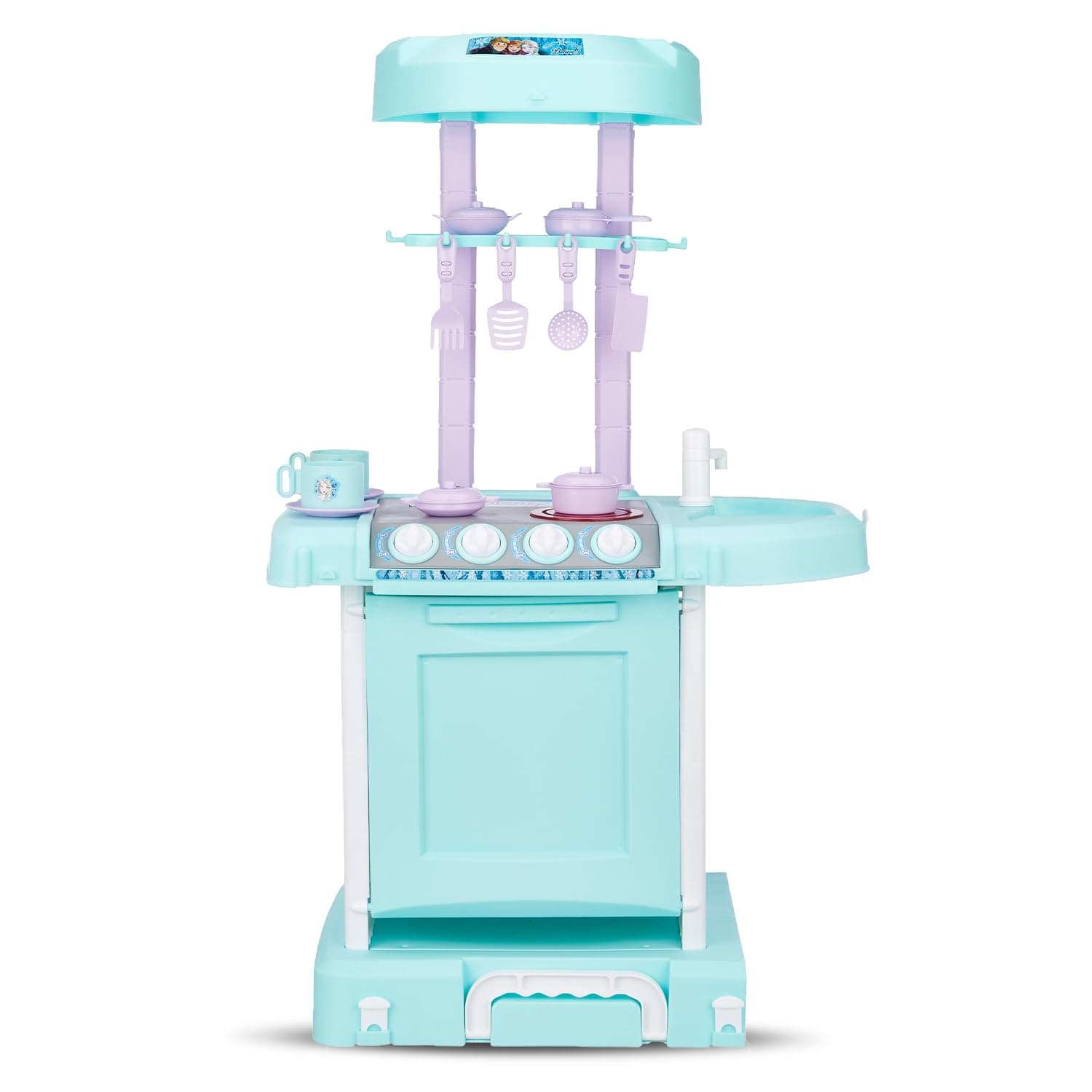 Amazon Brand - Jam & Honey Kitchen Set for Kids | Frozen Themed Pretend Play Cooking Kit | Utensils, Stove & Cookware | Portable Carry Case | BIS Certified | Ages 3+