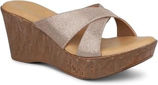 Inc.5 Women Chikoo Cross Strap Wedges Sandal