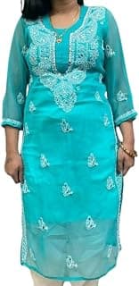 DDB Women's Embroidered Chiffon A-line Kurta
