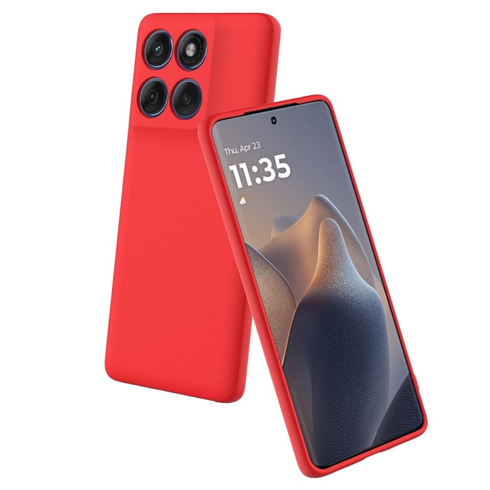 Amazon Brand - Solimo Mobile Cover for Motorola Moto Edge 60 Pro 5G | Full Camera Protection | Premium Liquid Silicon Case | Flexible Bumper Case for Motorola Moto Edge 60 Pro 5G (Red)