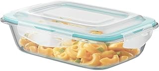 Signoraware Lock N Store Borosilicate Glass Rectangular Container with Lid | Microwave & freezer safe | Airtight & Leakproof | Ideal for Kitchen Use, Lunch box & Reheating Leftovers (Clear| 640ml)