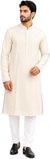 Men's Silk Kurta, Floral Embroidered, Festive Ethnic Wear