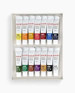 Camel Artist Acrylic Colours Set | 14 Shades × 9ml | Rich Pigment, Smooth Finish | Ideal for Canvas, Paper, Wood & Craft Work - 14S