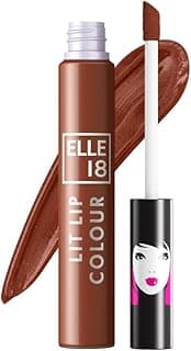 Elle 18 Lit Lip, Matte Finish, Nutty Latte, 16 hrs Long Lasting Liquid Lipstick, Smudge and Transfer Proof Lipstick, One-stroke application, Quick Drying | 5.6 ml