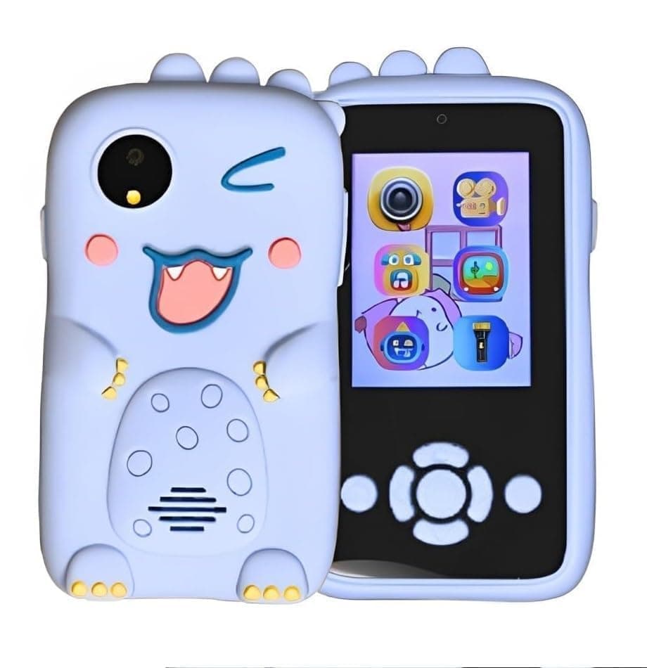 iDensic Kids Smart Phone for Girls - Birthday Gifts for Kids Age 3-10 Toys Cell Phone, 2.8" Touchscreen with Dual Camera Selfie Phone - Toddler Learning Play Toy (Blue Dinosour)