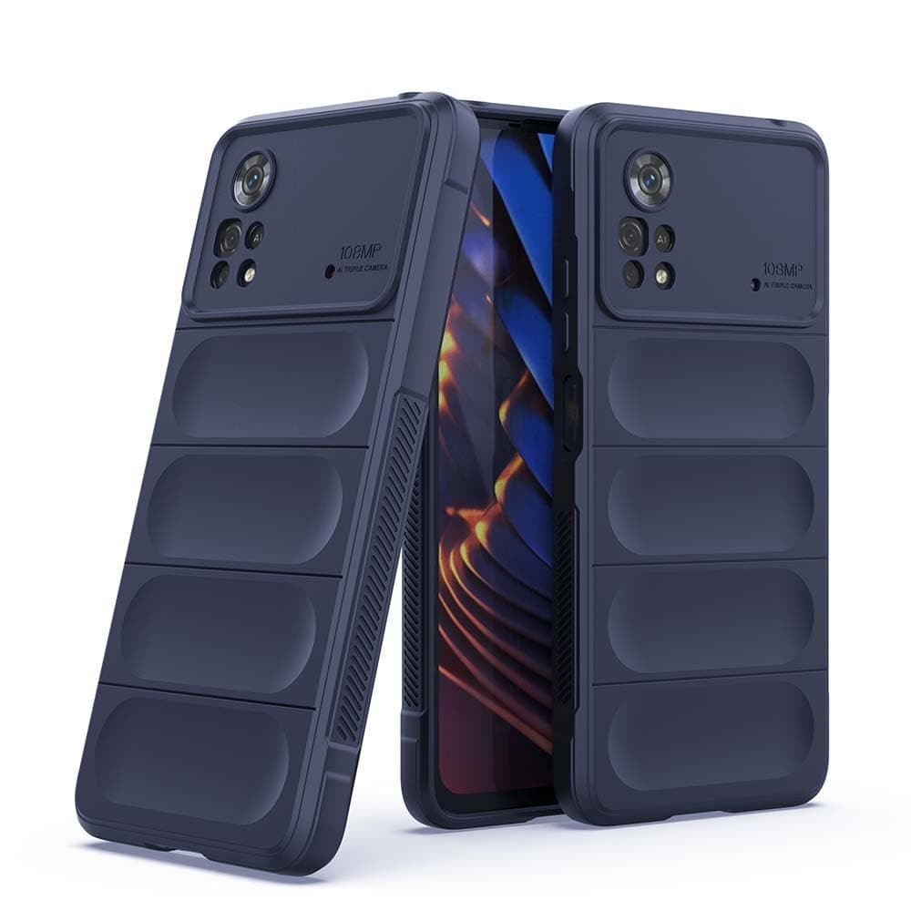amazon basics Mobile Cover for Poco X4 Pro 5G | Full Camera Protection | Liquid Silicon Case | Flexible Bumper Case for Poco X4 Pro 5G (Dark Blue)