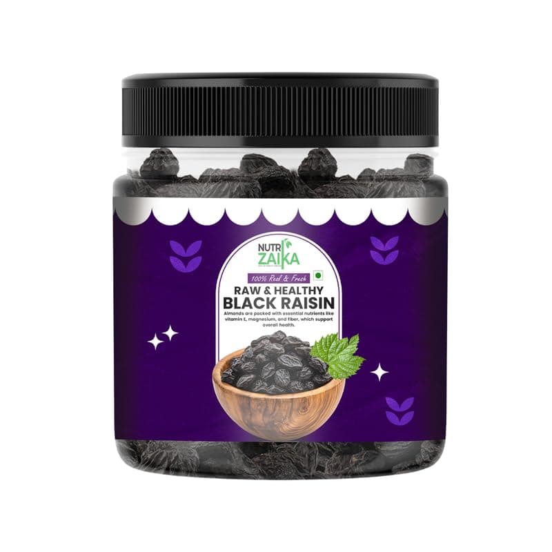 NUTRIZAIKA Premium Black Raisins 100 gm | Rich in Iron, Fibre, Potassium & Boosts Immunity | Fresh & Sweet Black Raisins | Munakka Dry Fruit