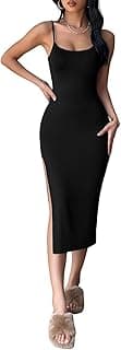 Aahwan Black Solid Bodycon Midi Side Split Thigh Dress for Women's & Girl's