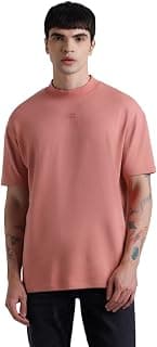 JACK & JONES Men's Solid Round Neck Cotton Relaxed Fit T-Shirt | Boxy Fit | Drop Shoulders