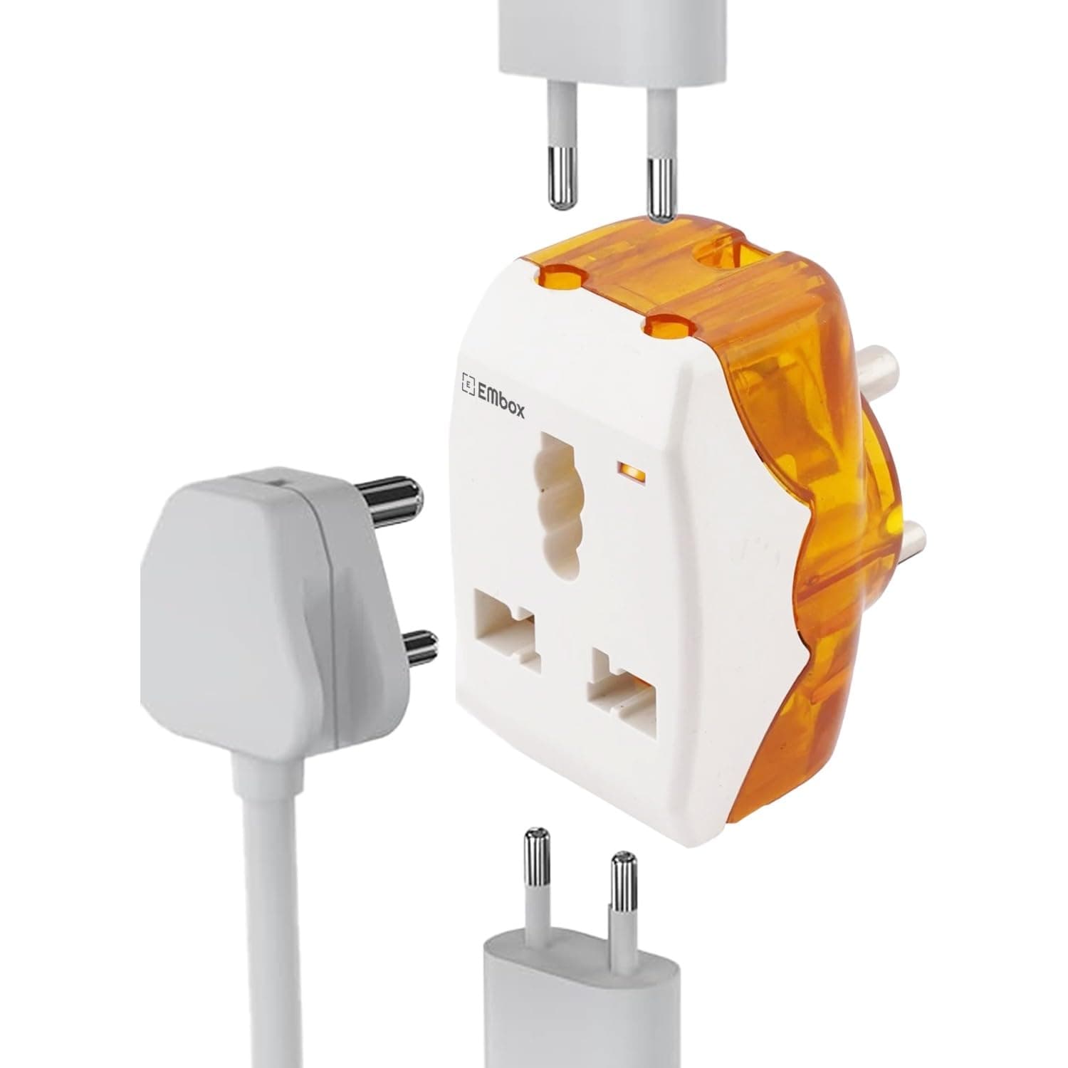 Embox 6A to 16A Converter Plug for Geysers AC Refrigerator Microwave Heavy Home Appliances-16 amp Socket with 3 Pin Outlets Suitable for All International Plugs (6-16 LED Indicator Plug-Pack of 1)