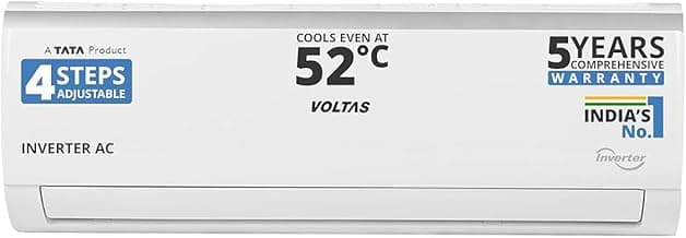 Voltas 123V CAE 1 ton 3 star,New star rated, inverter Split AC | 4-IN-1 Adjustable mode| High ambient Cooling-cools even at 52°C | Anti dust filter with Anti-microbial coating |Copper Coil |White