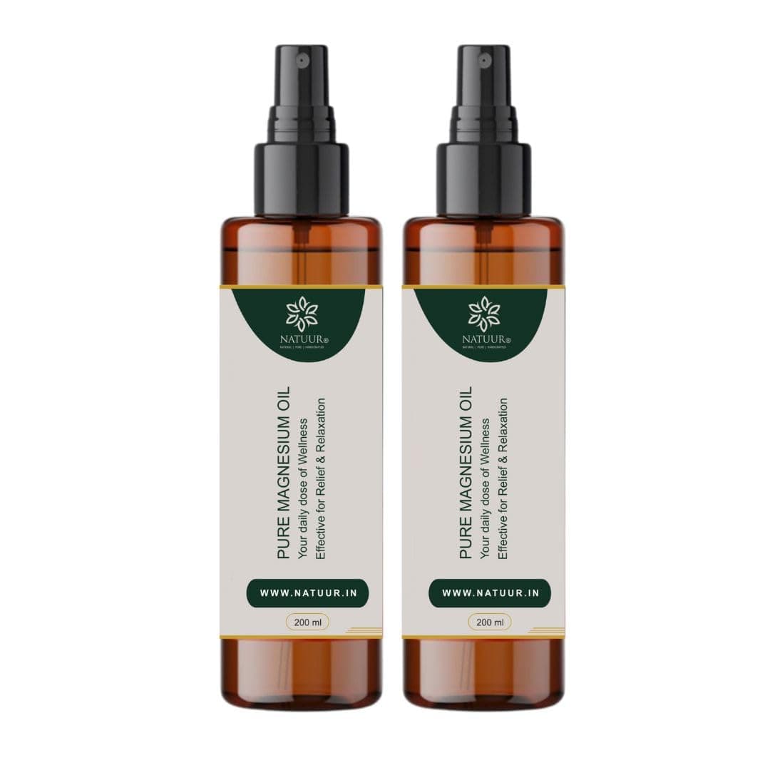 NATUUR Pure Magnesium Oil 200ml x2 | Transdermal Application | For Healthy Skin, Sleep & Muscle Recovery | 100% Natural & Therapeutic Grade | Fast Absorbing | Massage & Wellness | Daily Use