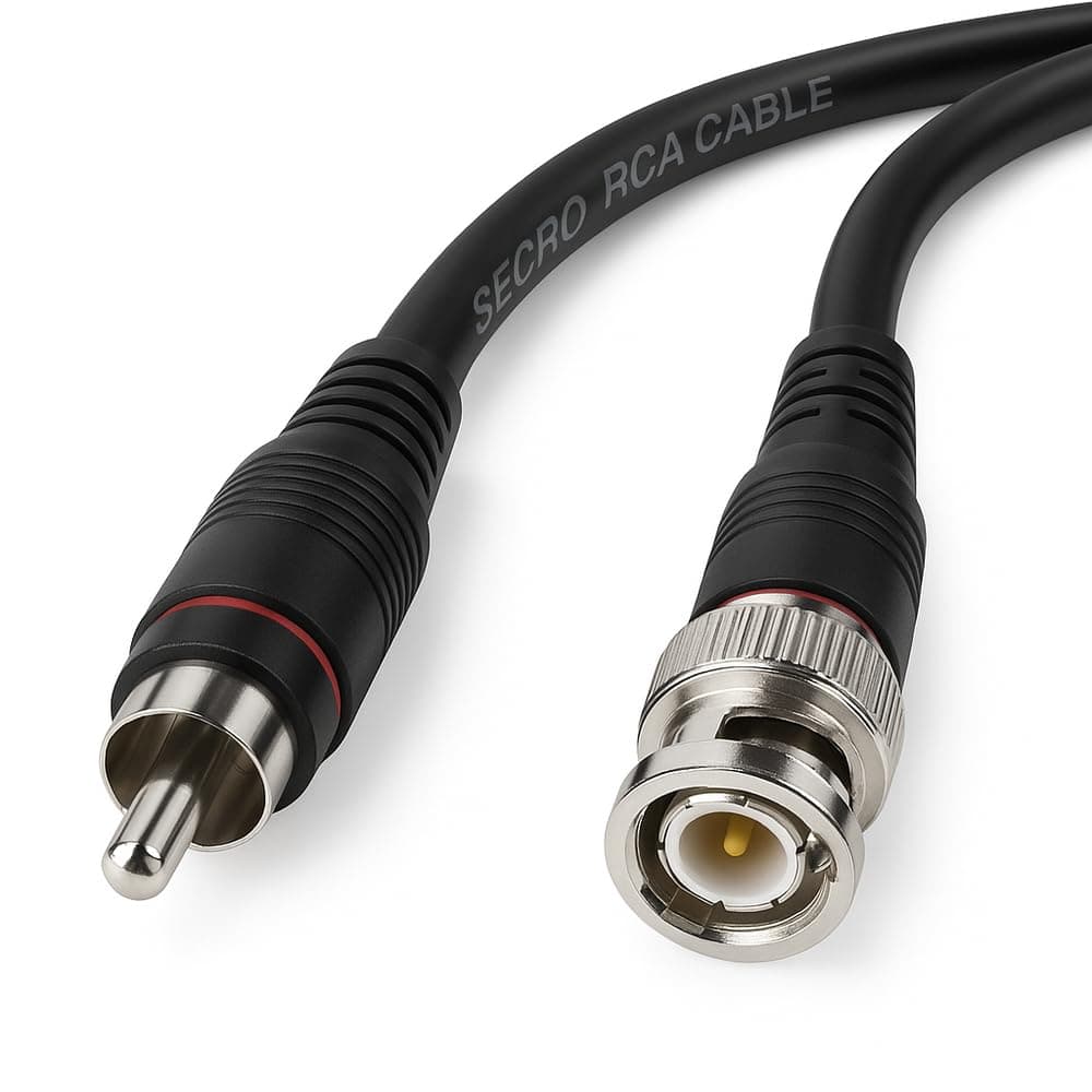 SeCro BNC to RCA Cable - BNC Male to RCA Male RG59U 75 ohm Coaxial Composite Video Connector Jack Converter Adaptor Composite Video Cable (3 Meter)-Black
