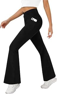 Imperative Women's Crossover High Waist Flared Yoga Pants with Phone Pocket, Comfort-Fit, Track Pants, Gym Tights