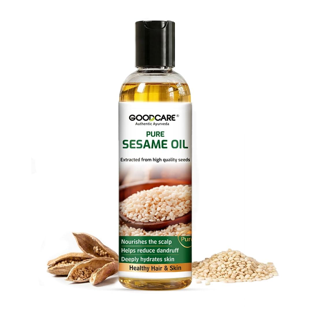 Goodcare 100% Pure Sesame Oil (Til Tel) 100ml | Pure Sesame (Til) Oil for Skin, Hair & Body | Helps Dry Scalp, Dandruff & Skin Nourishment | Rich in Vitamin E & Antioxidants