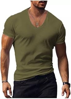 AKASH GARMENTS Men's Polycotton V Neck T-Shirt Soft Breathable Fabric, Casual Half Sleeve Solid Tee, Slim Fit Stylish Design