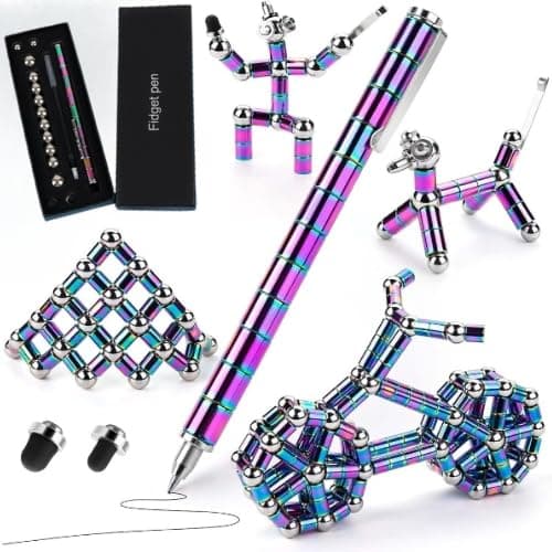 Bhujry Magnetic Fidget Pen, Decompression Toy Pen with Magnetic Rings and Steel Balls, Stress Relief Creative Gadget for Kids and Adults, for Teens, Fidget Pen, Magnetic Pen (Pack of 1)
