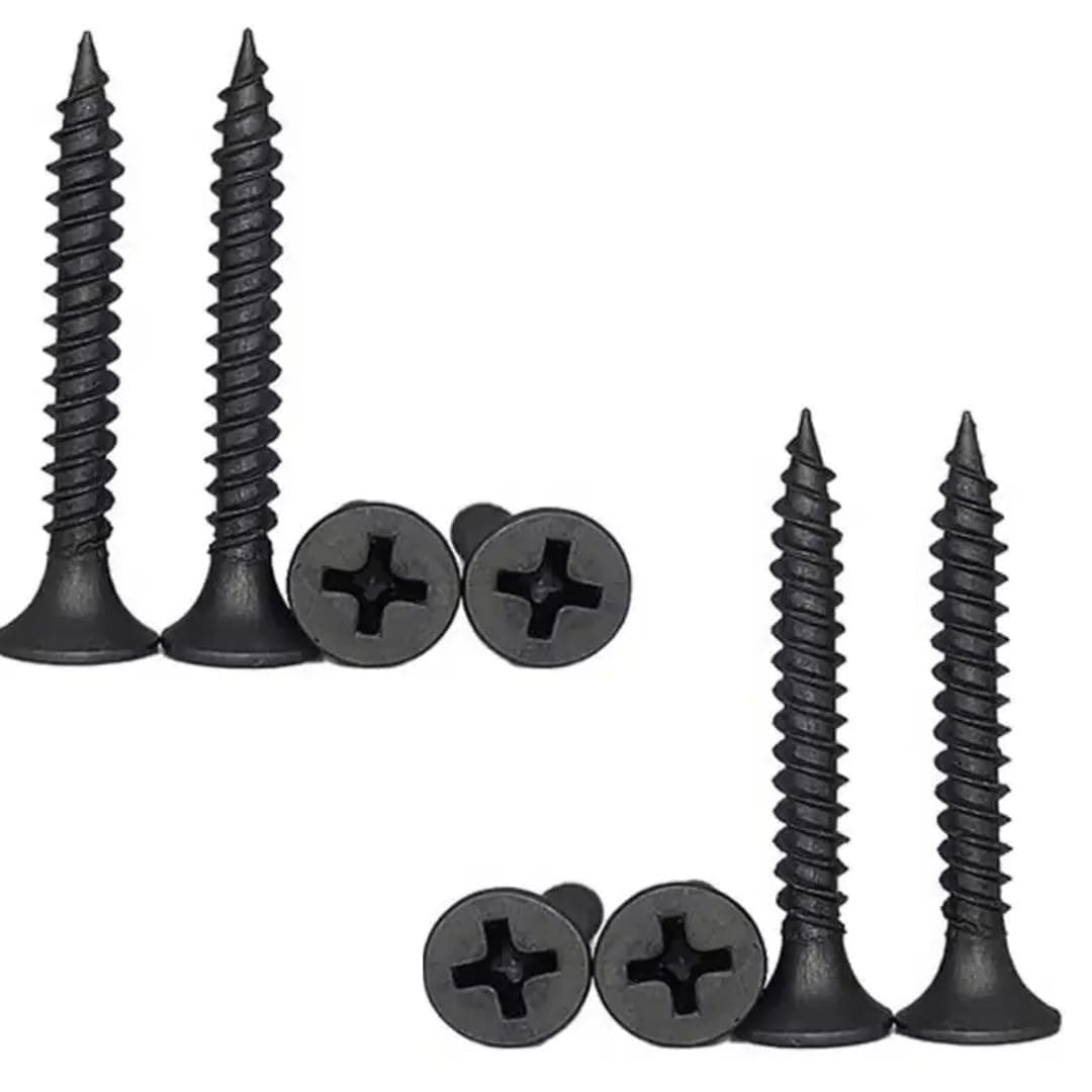 Hi-Plasst Pack of 300, 50mm (2") Black Self Drilling Bugle Head Drywall Screws for Gypsum Board - Phosphate Coated for Metal and Wood Studs, Ceiling & Partition Walls (Size #6, 3.5mm thickness)