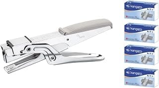 KANGARO H P -10 Metal Stapler with 4 pcs Staples, 100 Staple Capacity, 20 Sheet Stapling Capacity, 45mm Throat Depth, Manual Loading