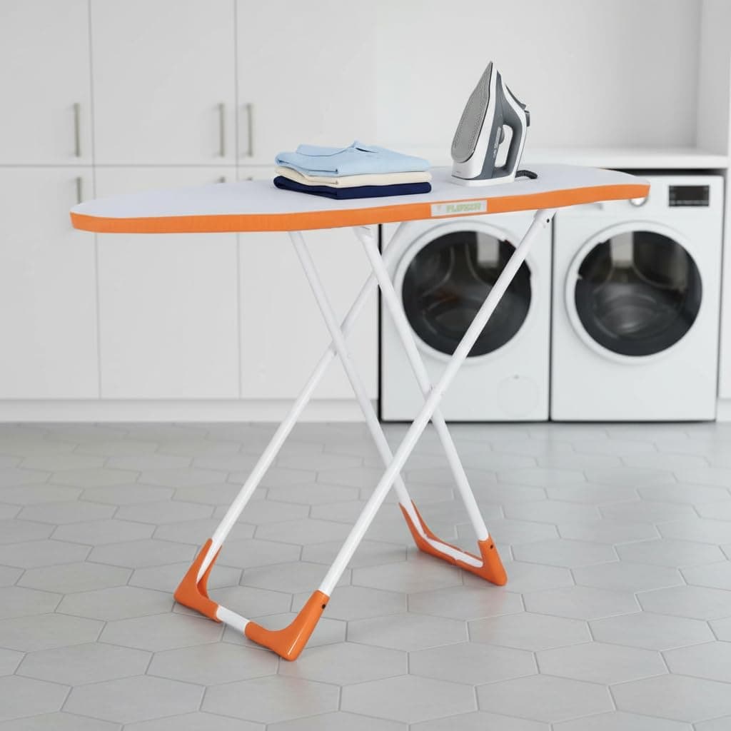 FLIPZON Deluxe Wooden Turbo Ironing Board/Stand | Foldable & Height Adjustable | Quick Pressing with Aluminised Table Cover | Silver (110x 38cm)