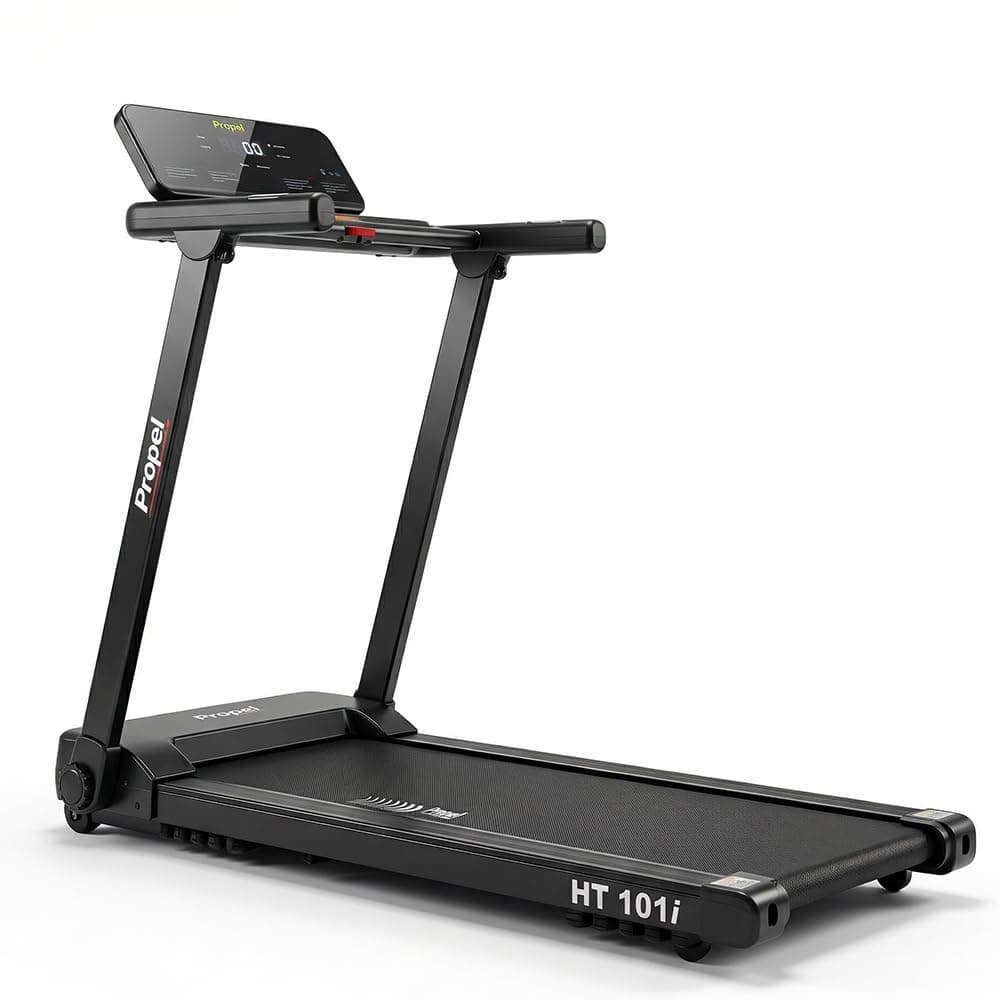 Propel HT 101i Extra Wide Foldable Treadmill - 4HP Peak Motor, 120 kg Max Weight, 12 km/h Speed, 2- Level Manual Incline, Bluetooth Enabled Speakers, Anti-Skid Belt, Easy Assembly