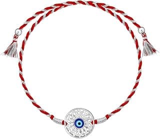 GIVA 925 Silver Evil Eye Rakhi | Silver Bracelet for Men & Boys | Quirky Rakshabandhan Rakhi with Certificate of Authenticity and 925 Stamp
