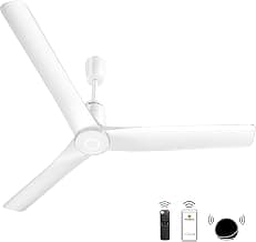 atomberg Aris Contour Smart 1200mm Voice Controlled BLDC Ceiling Fan with Remote|BEE 5 Star|Best-in-class Air Flow | Silent Operation| Designer Fan | Free Installation | 5 Year Warranty | Marble White
