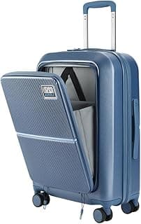 Urban Jungle by Safari, Cabin Trolley Bag with Laptop Compartment, Hardside Polycarbonate Small (55 Cm) Suitcase with USB Charging Socket, 8 Silent Wheel Luggage for Both Men & Women (Skyline Blue)