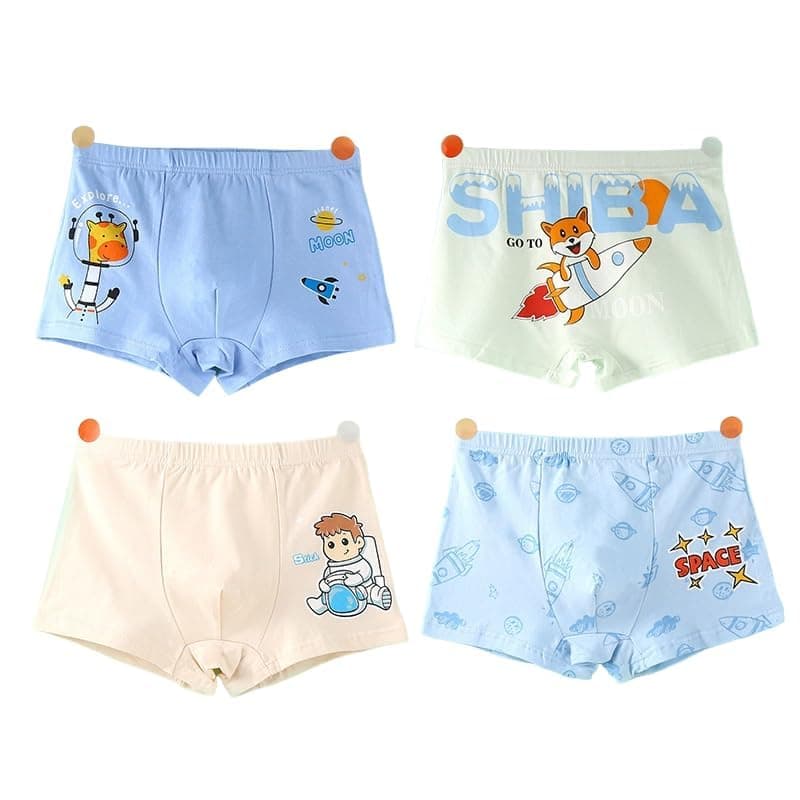 ASJAR Boys Cotton Underwear Soft Boyshorts Kids Boxer Briefs Multi Pattern (Pack of 4)